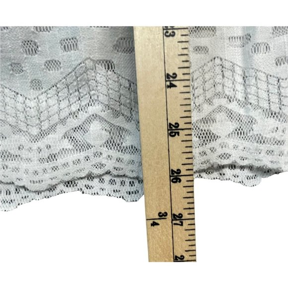 Cabi Top Womens M White Lace Scalloped Silk Trim Henley Style Layering Blouse - Picture 8 of 11